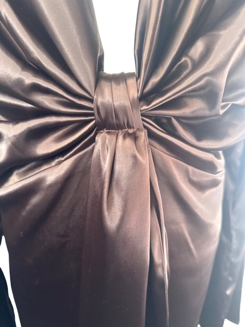 Remi X Revolve OX Choc Brown Dress Long Sleeve Plunge Neck - Picture 7 of 16